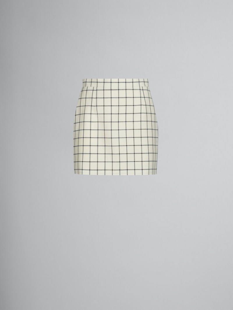 Marni Checked Lana Mini Skirt Blancos | MMXHR72771