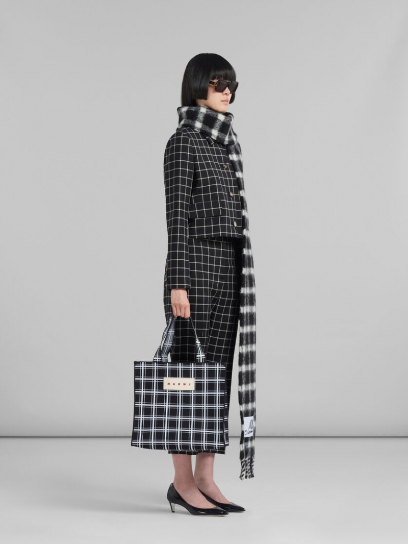 Marni Checked Lana Trousers Negros | AMXDF81376