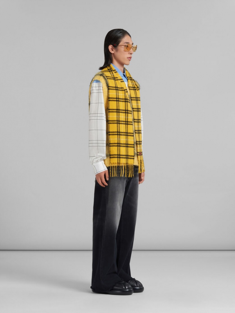 Marni Checked Mohair Sin Manga Jumper Amarillos | MXDFL85310