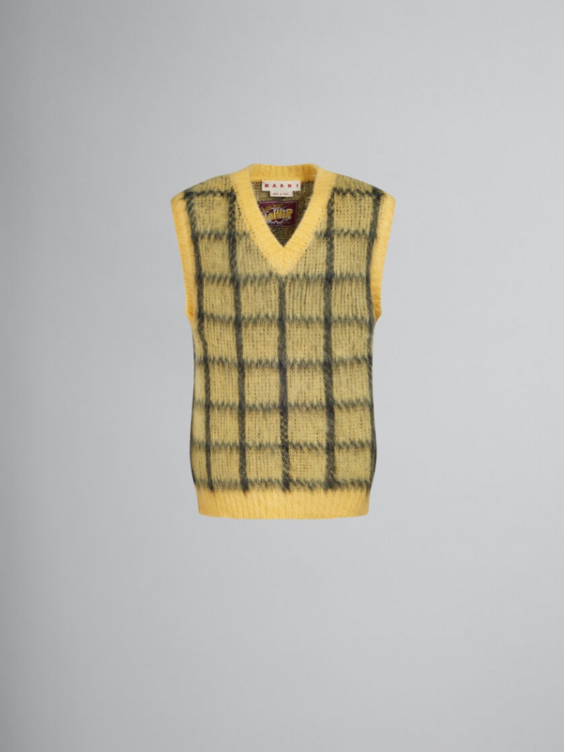 Marni Checked Mohair Sin Manga Jumper Amarillos | MXDFL85310