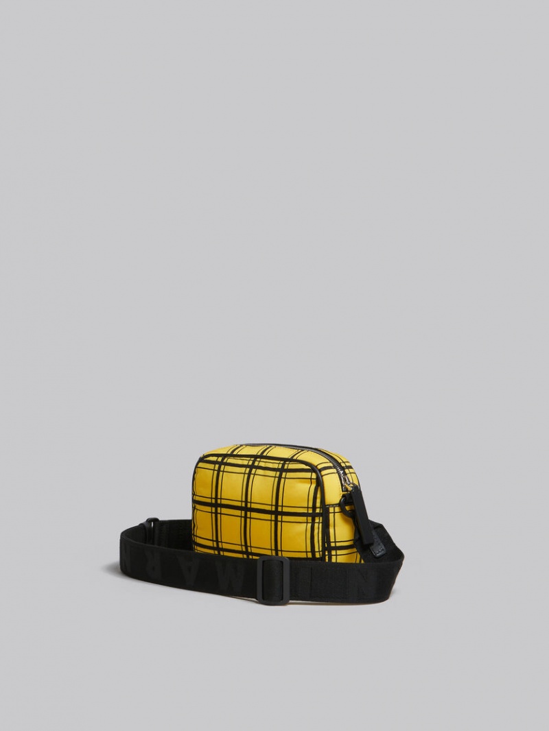 Marni Checked Nylon Puff Camera Bag Amarillos | MXXMI64610