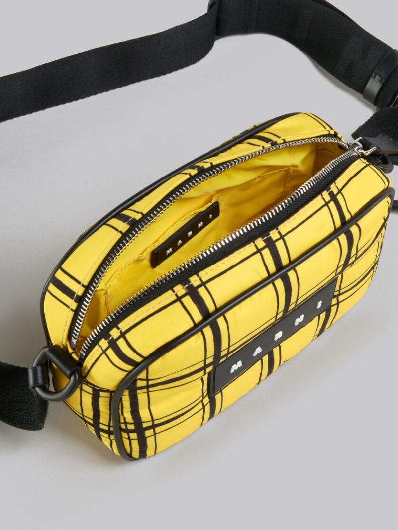 Marni Checked Nylon Puff Camera Bag Amarillos | MXXMI64610