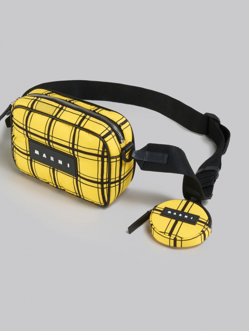 Marni Checked Nylon Puff Camera Bag Amarillos | MXXMI64610