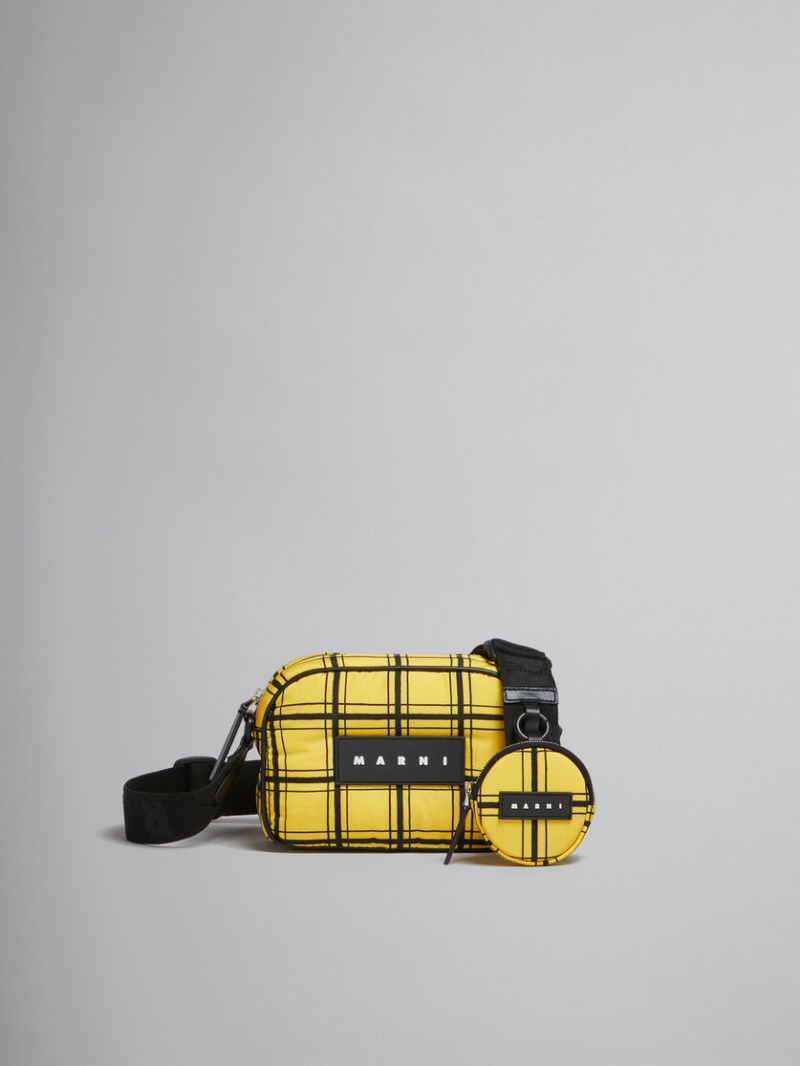 Marni Checked Nylon Puff Camera Bag Amarillos | MXXMI64610