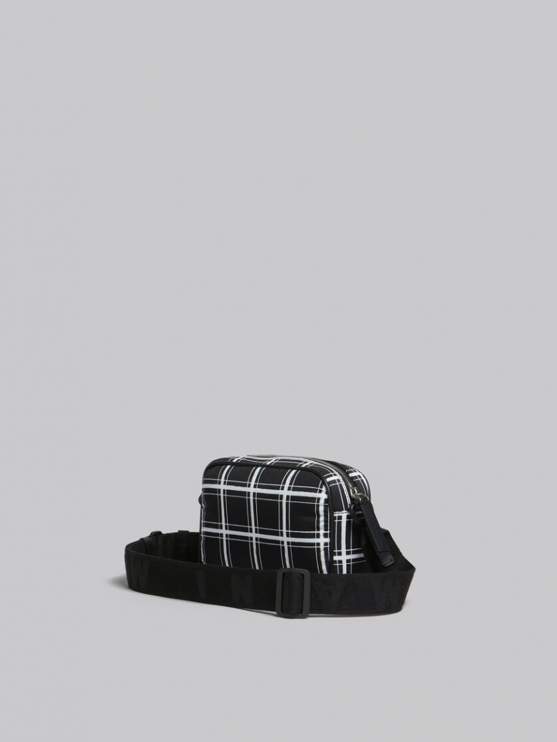 Marni Checked Nylon Puff Camera Bag Negros | MXNEJ92397