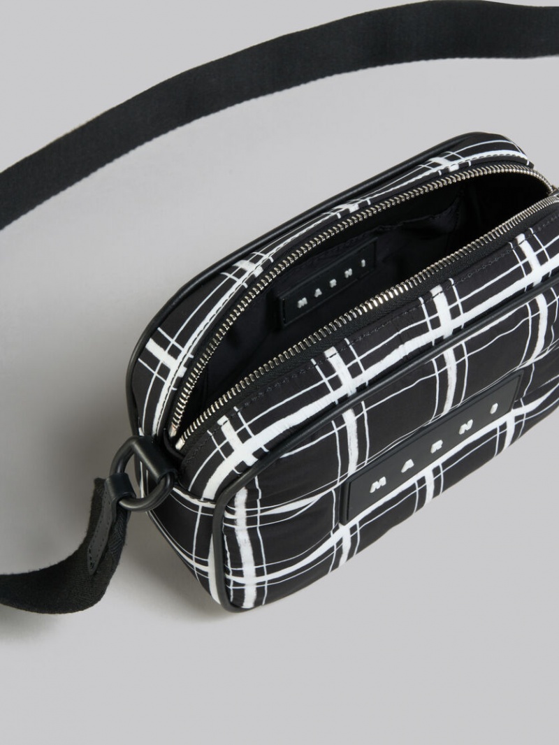 Marni Checked Nylon Puff Camera Bag Negros | MXNEJ92397