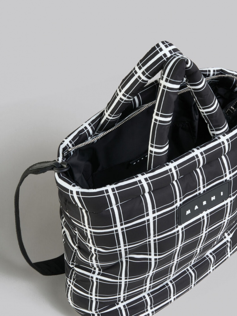 Marni Checked Nylon Puff Negros | SMXNY81946