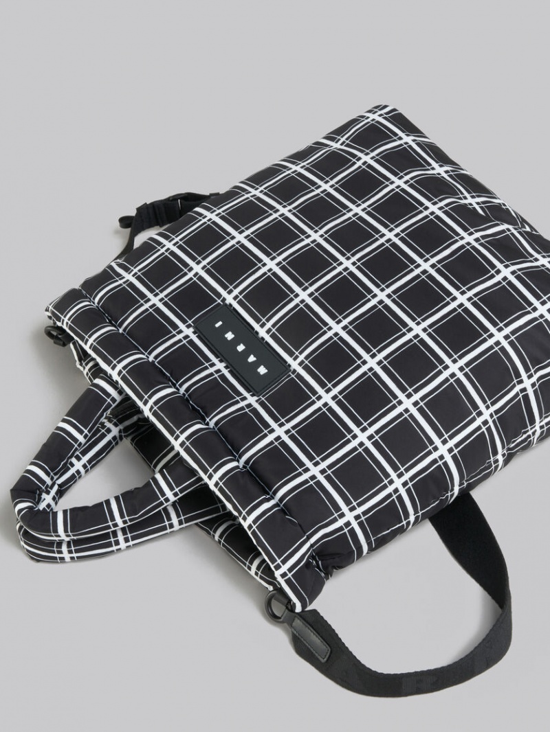 Marni Checked Nylon Puff Negros | SMXNY81946