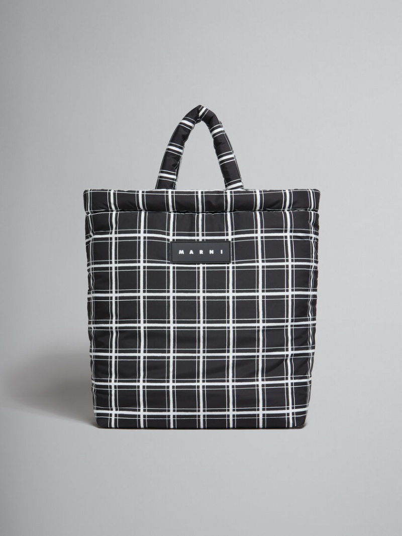 Marni Checked Nylon Puff Negros | SMXNY81946