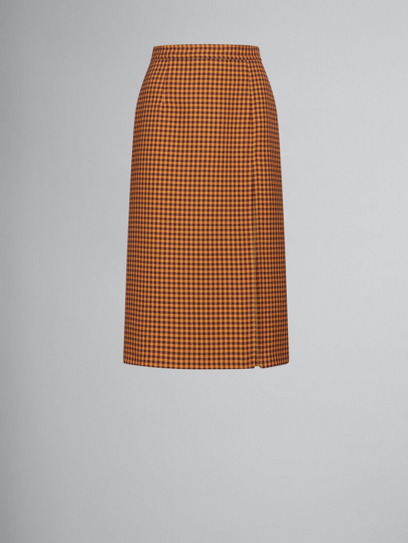 Marni Checked Skirt Naranjas Vino | MXJVR35174