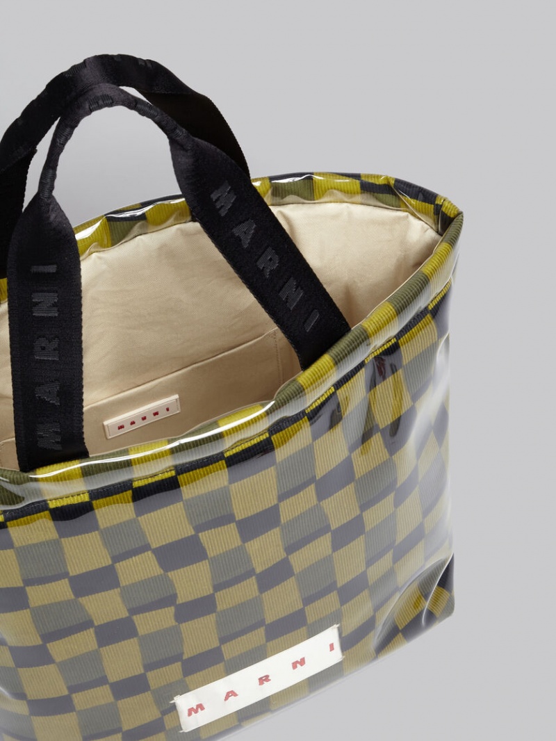 Marni Chequerboard Tote With Clear Wrap Amarillos | MXCIF30798