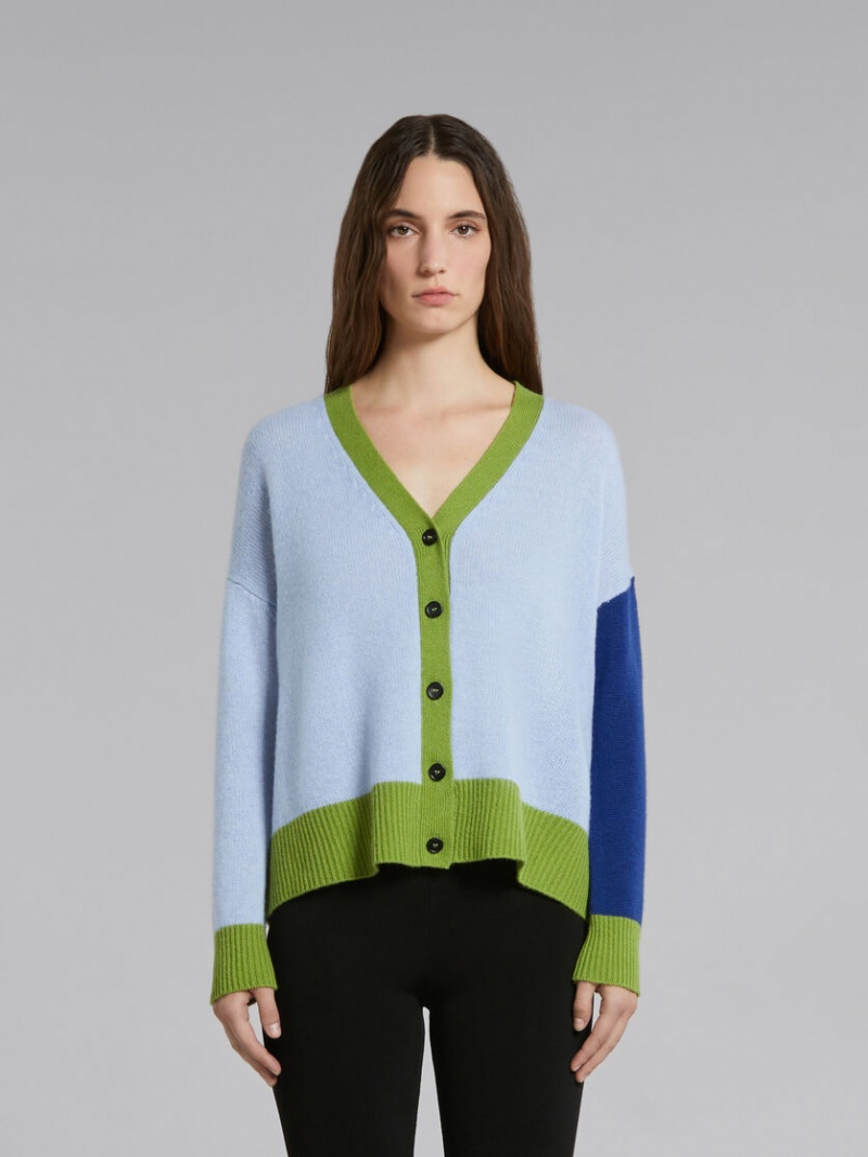 Marni Colour-block Cashmere Cardigan Azules | MXJVR33915