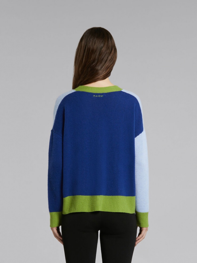 Marni Colour-block Cashmere Cardigan Azules | MXJVR33915