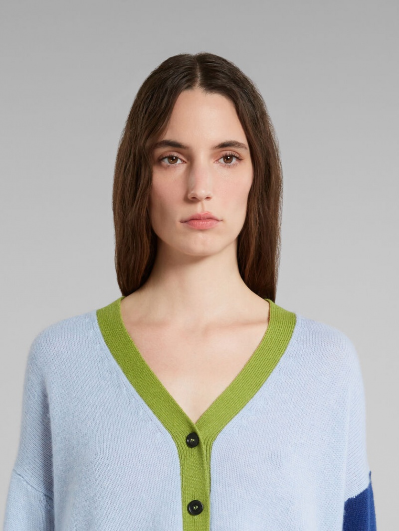 Marni Colour-block Cashmere Cardigan Azules | MXJVR33915