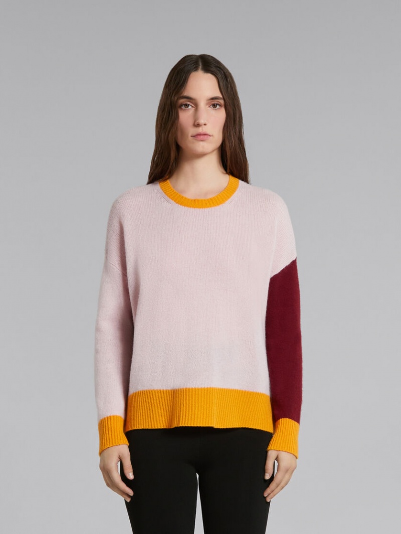 Marni Colour-block Cashmere Jumper Rosas | MXJBT52854