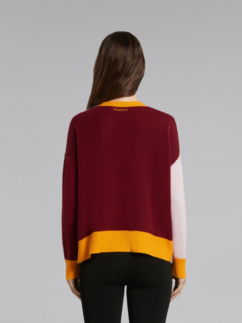 Marni Colour-block Cashmere Jumper Rosas | MXJBT52854