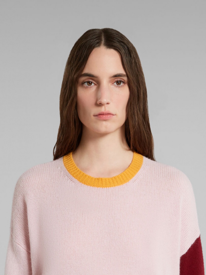 Marni Colour-block Cashmere Jumper Rosas | MXJBT52854