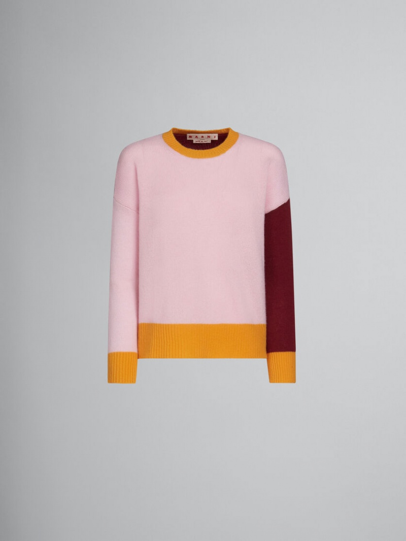 Marni Colour-block Cashmere Jumper Rosas | MXJBT52854