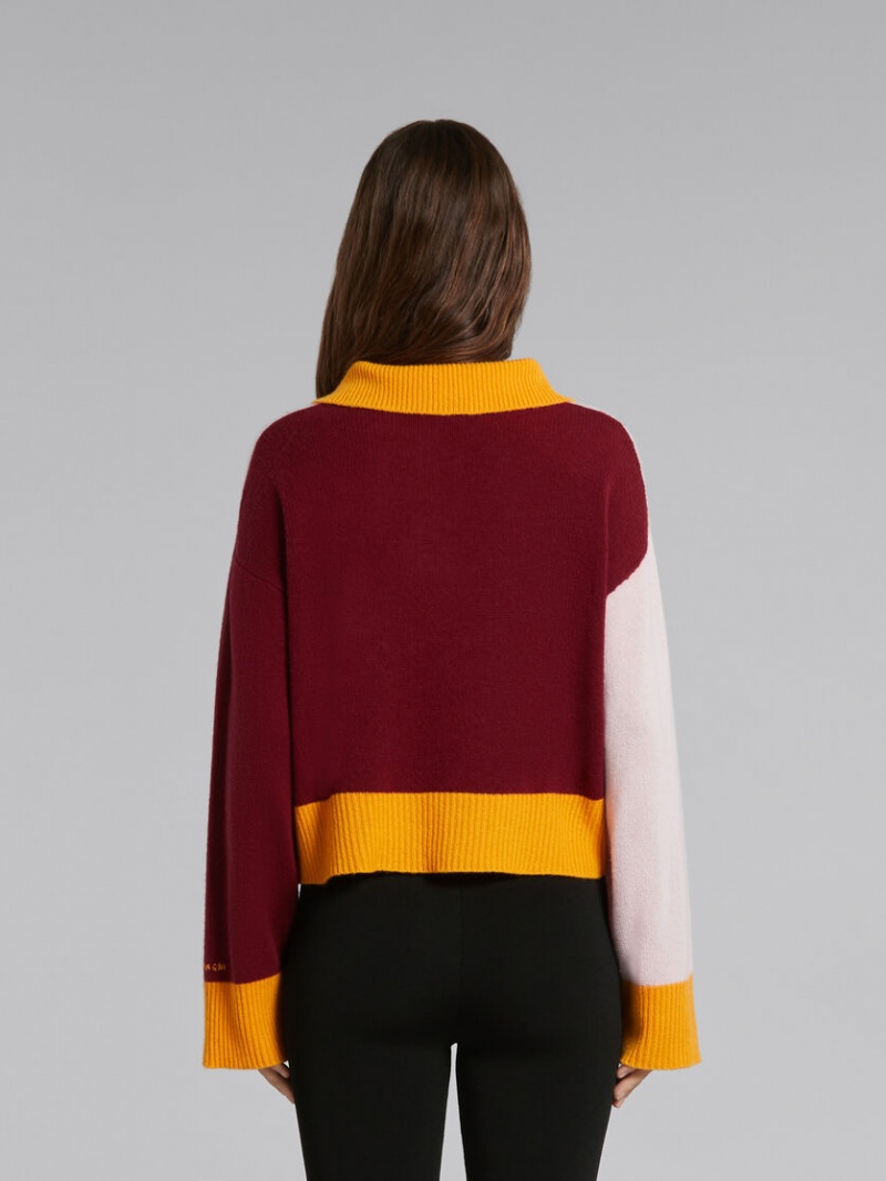 Marni Colour-block Cashmere Polo Jumper Rosas | BMXSD58442