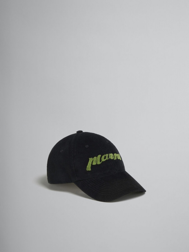 Marni Corduroy Baseball Cap With Sponge Logo Negros | LMXTR32954