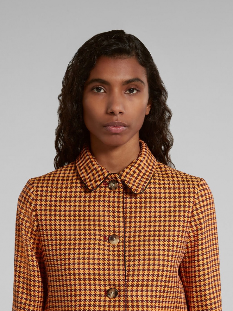 Marni Cropped Checked Jacket Naranjas Vino | GMXEC71217