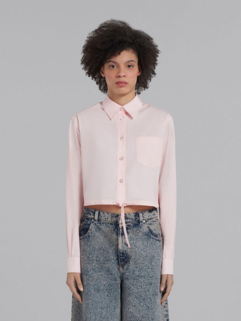 Marni Cropped Shirt In Bio Poplin Rosas | YMXVQ26476