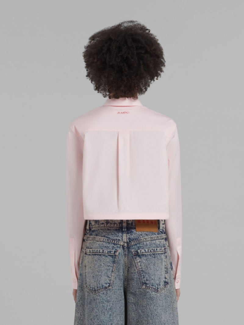 Marni Cropped Shirt In Bio Poplin Rosas | YMXVQ26476