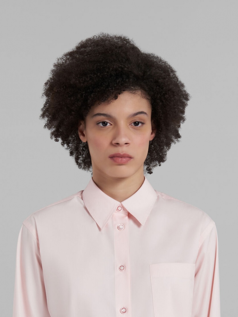 Marni Cropped Shirt In Bio Poplin Rosas | YMXVQ26476