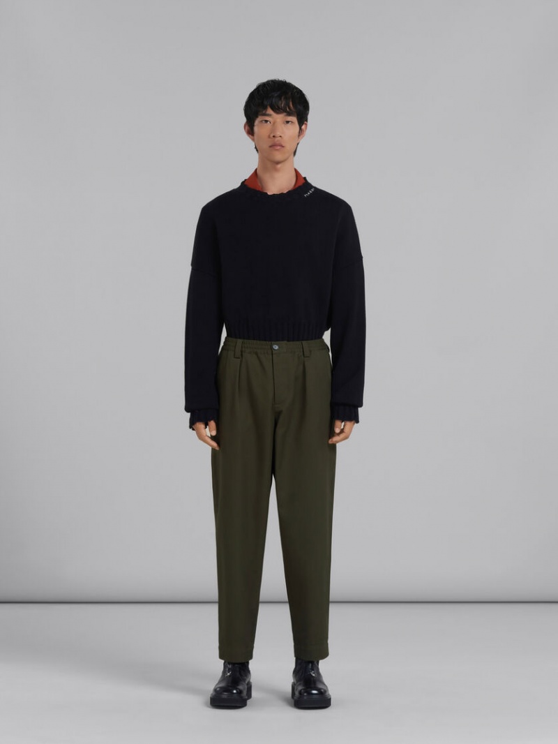 Marni Cropped Trousers Gabardine Verdes | MXDYB39931