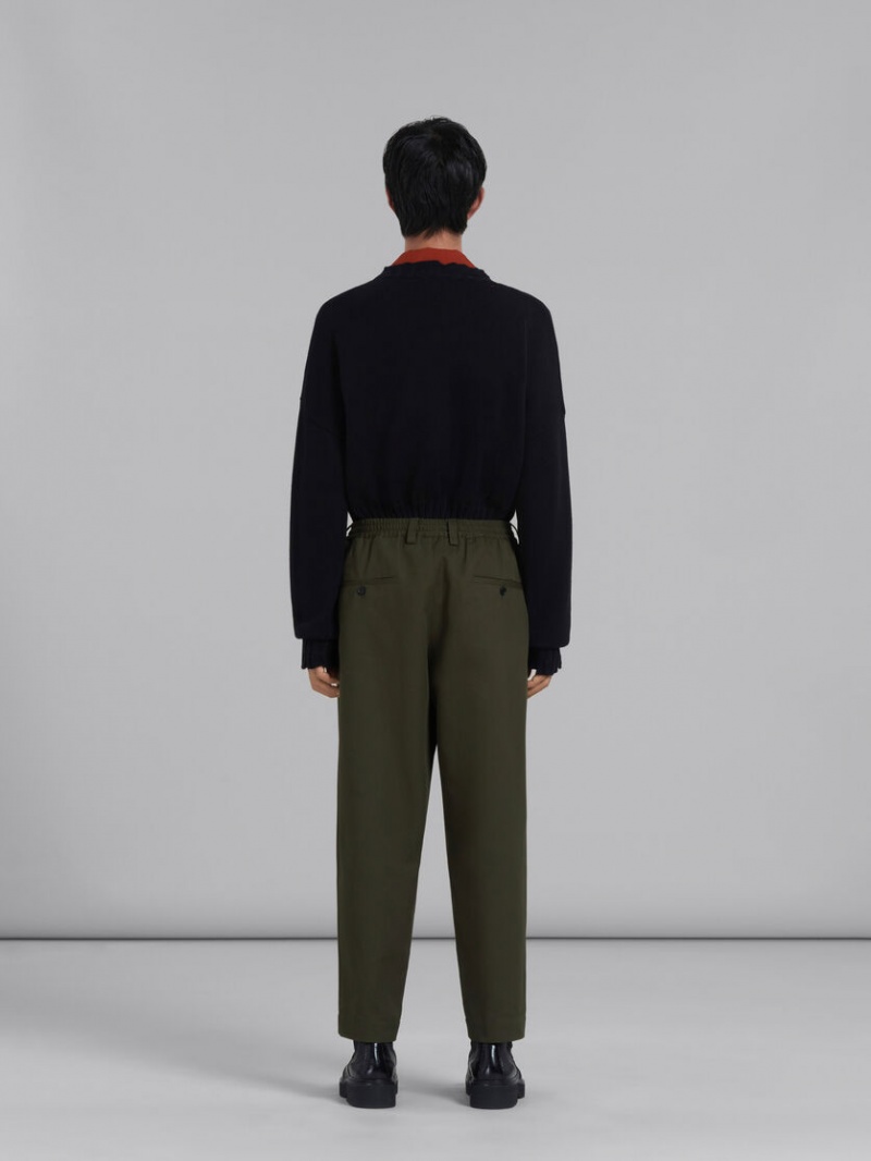 Marni Cropped Trousers Gabardine Verdes | MXDYB39931