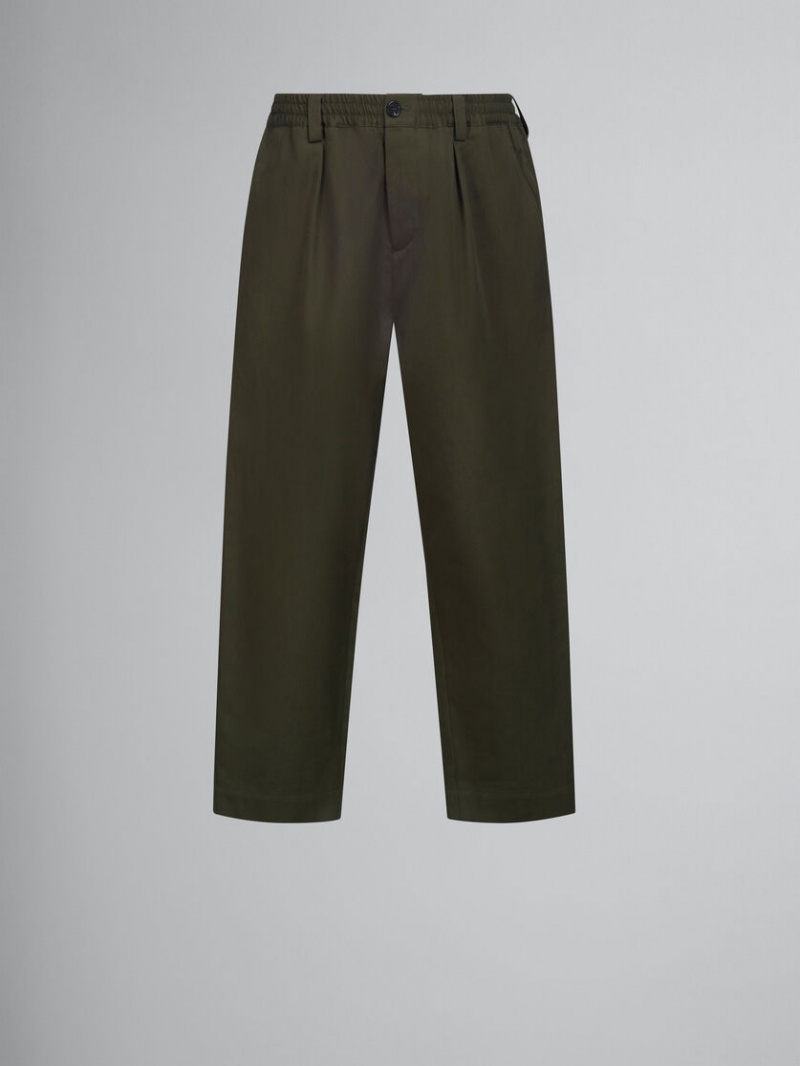 Marni Cropped Trousers Gabardine Verdes | MXDYB39931