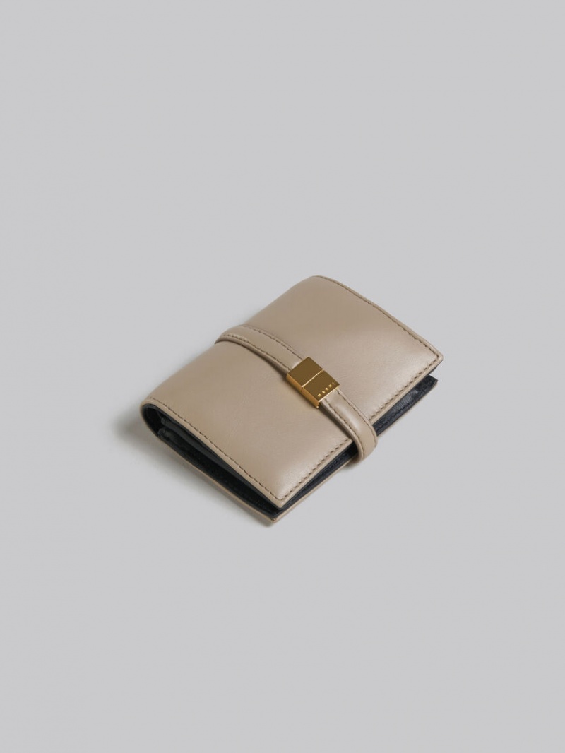 Marni Cuero Bifold Prisma Wallet Beige | ZMXNQ95479