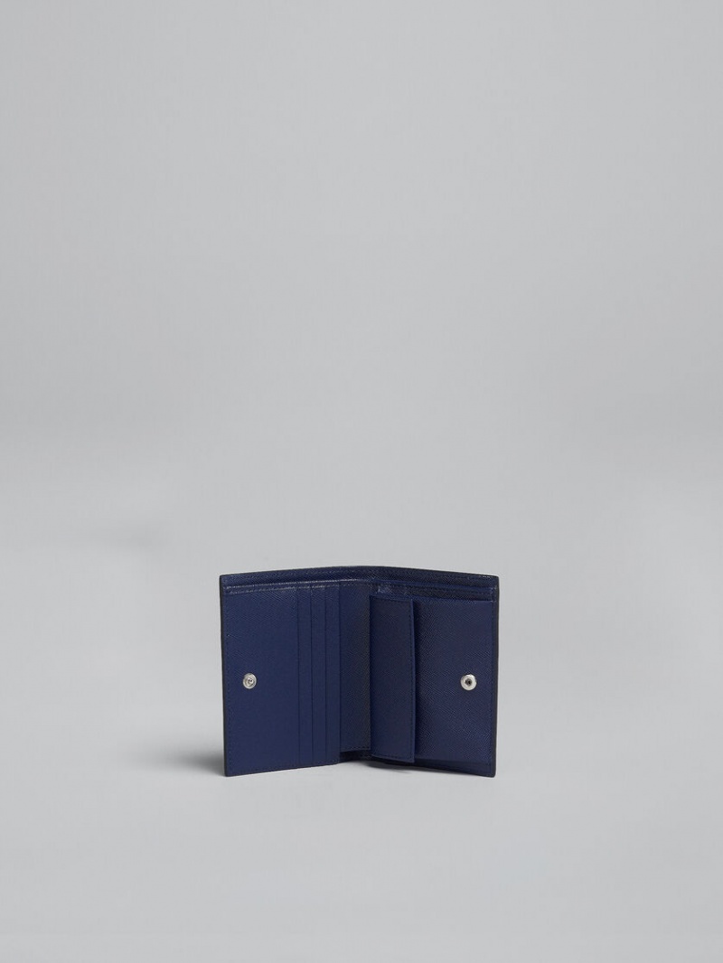 Marni Cuero Bi-fold Wallet Azules | MXDYB38395