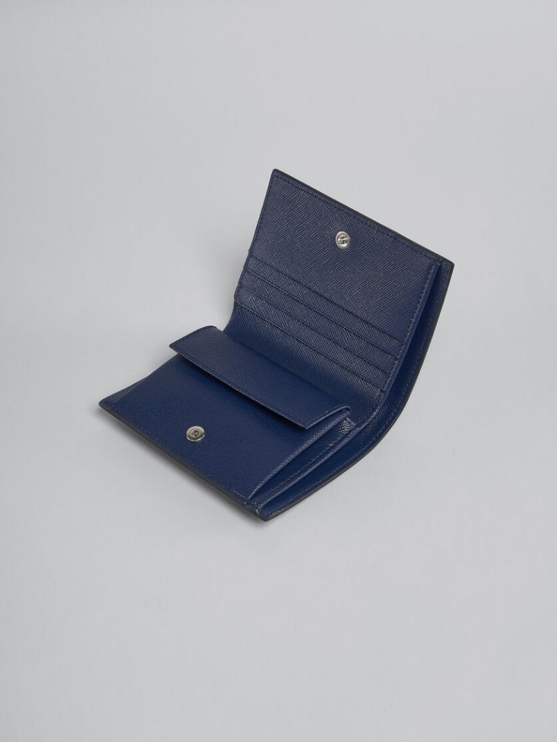 Marni Cuero Bi-fold Wallet Azules | MXDYB38395