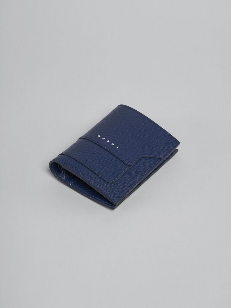 Marni Cuero Bi-fold Wallet Azules | MXDYB38395