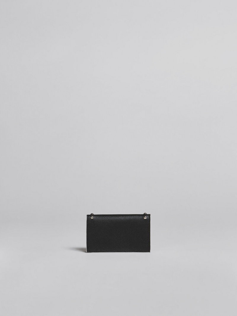 Marni Cuero Business Card Case With Studs Negros | MXJZR11117