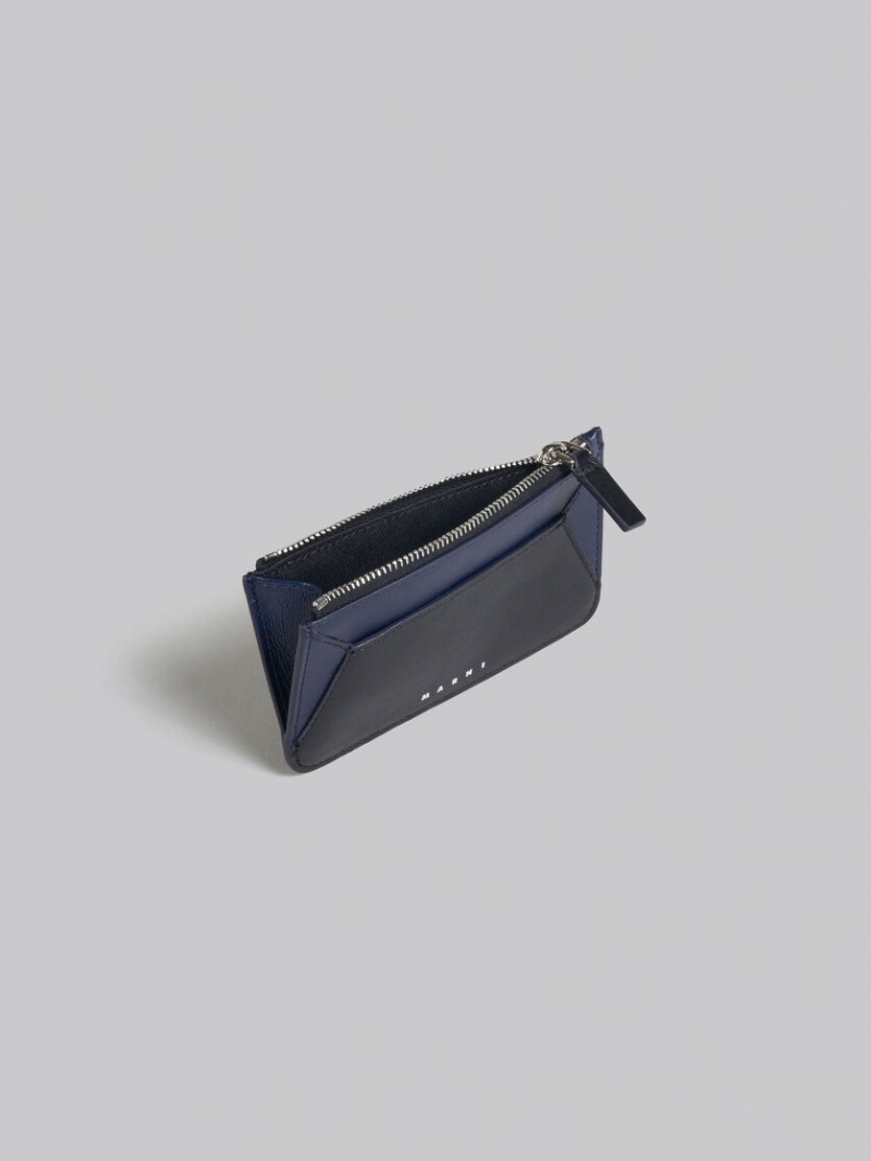 Marni Cuero Card Case Azul Marino Azules Negros | PMXER22998