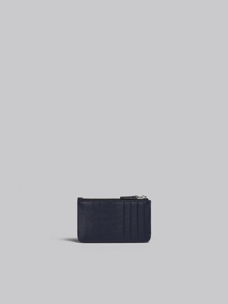 Marni Cuero Card Case Azul Marino Azules Negros | PMXER22998