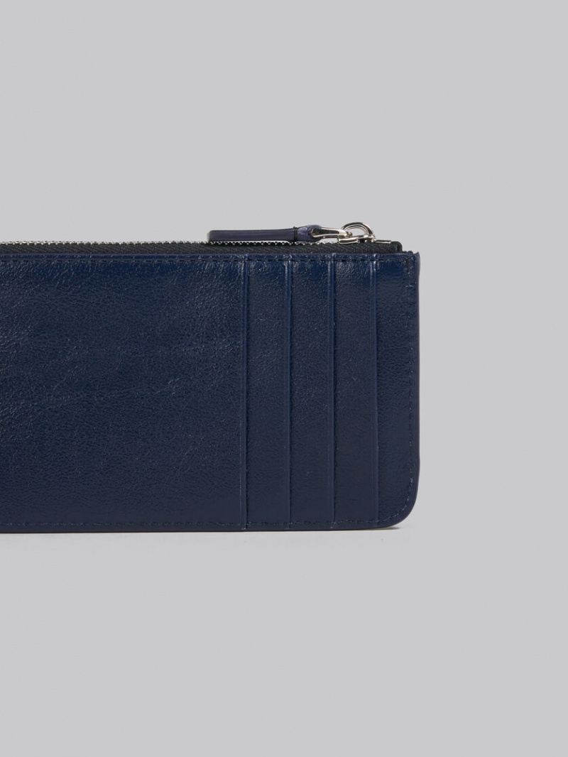 Marni Cuero Card Case Azul Marino Azules Negros | PMXER22998