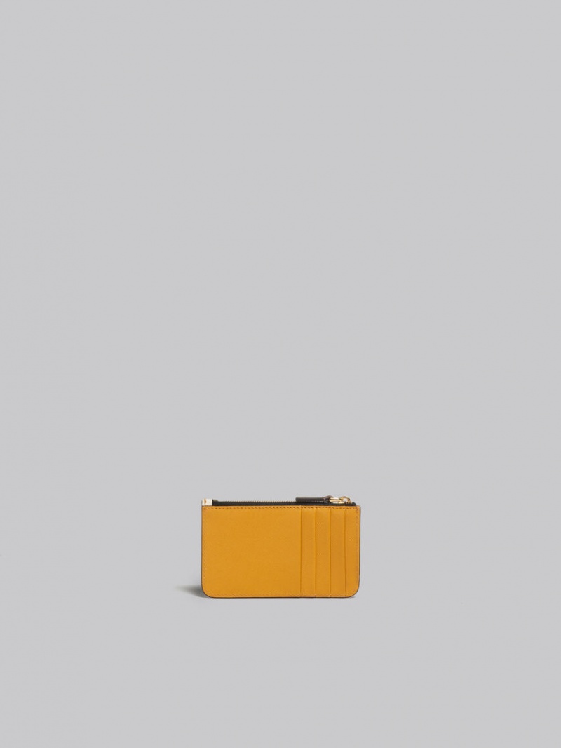 Marni Cuero Card Case Marrom Blancos Naranjas | MXJBT76855