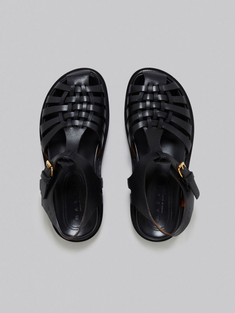 Marni Cuero Fisherman's Sandal Negros | MXZPD43261