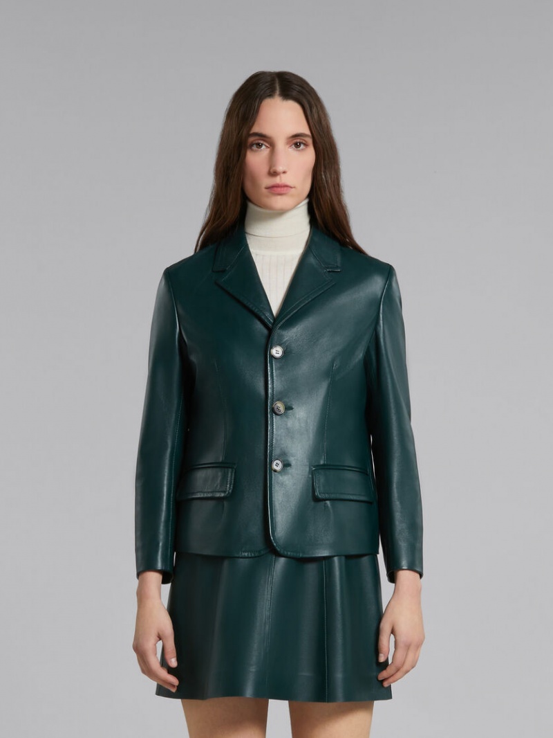 Marni Cuero Jacket Verdes | MXNEJ88991