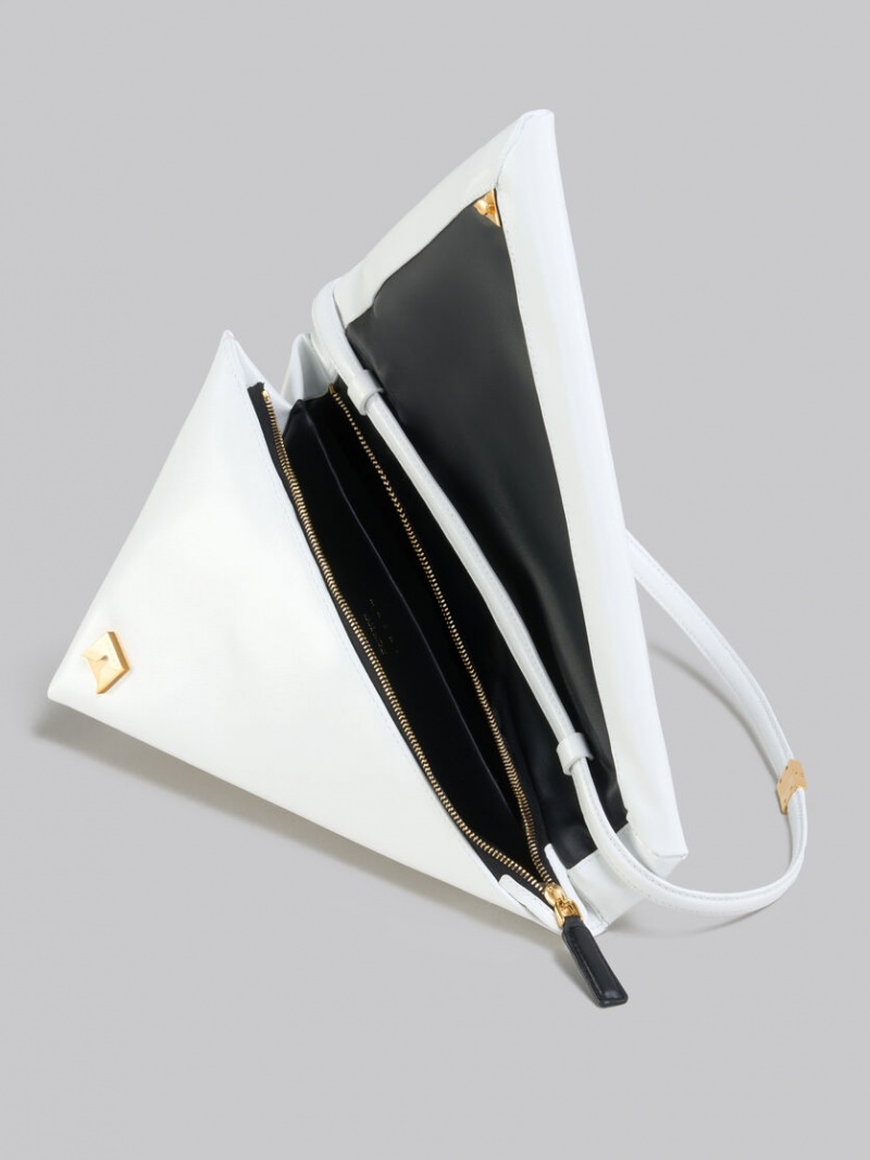 Marni Cuero Prisma Triangle Bag Blancos | DMXVO23830