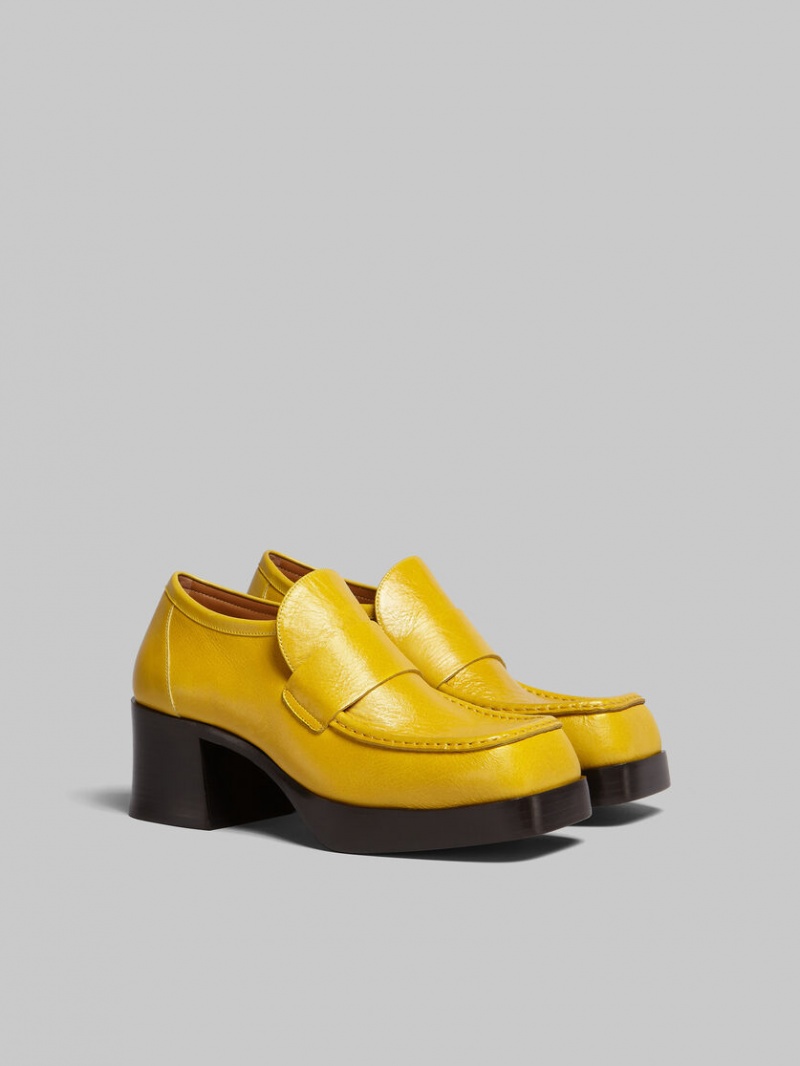 Marni Cuero Tacón Loafer Amarillos | PMXER55502