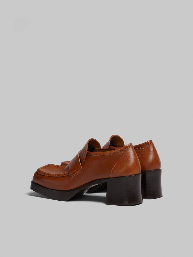 Marni Cuero Tacón Loafer Marrom | SMXNY64980