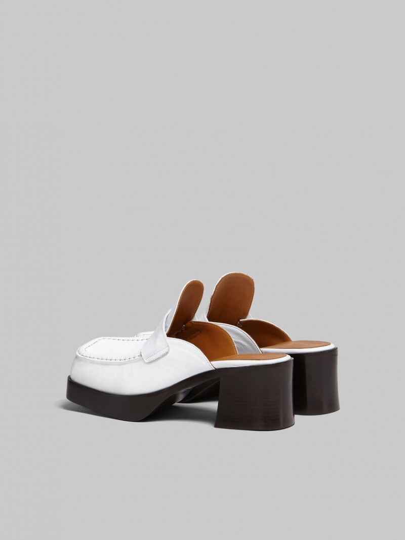 Marni Cuero Tacón Mule Blancos | MXQCS84124