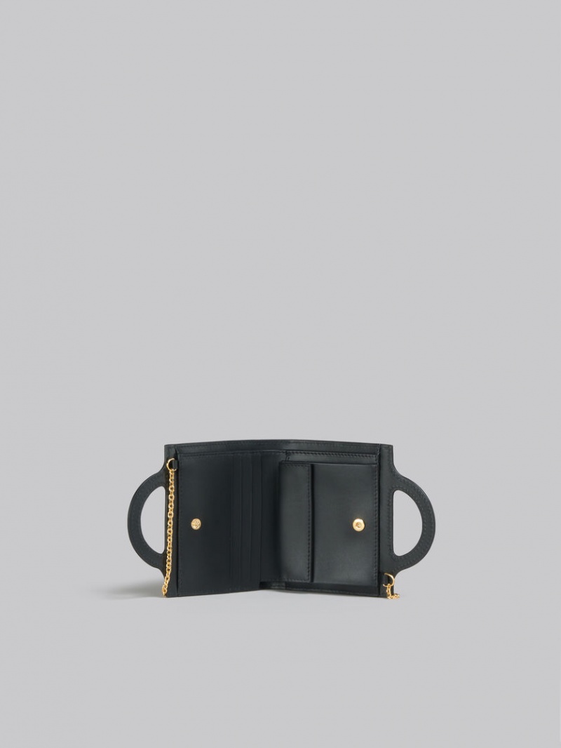 Marni Cuero Tropicalia Wallet With Chain Correa Negros | QMXWA41508