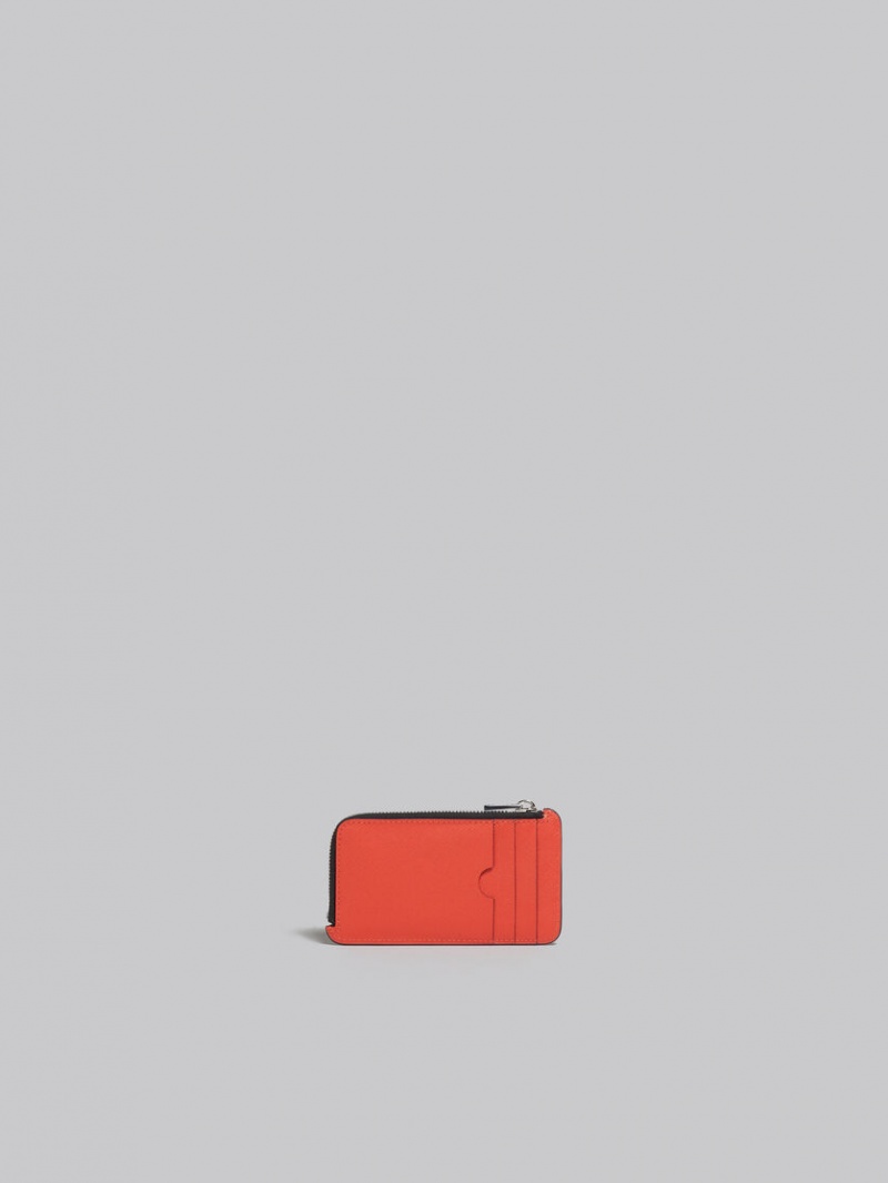 Marni Cuero Zip-around Card Case Naranjas Marrom | EMXHC56340