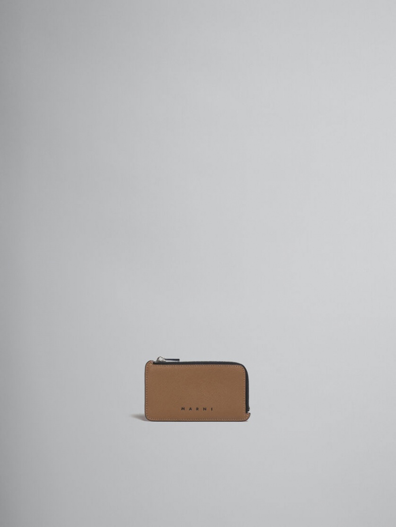 Marni Cuero Zip-around Card Case Naranjas Marrom | EMXHC56340