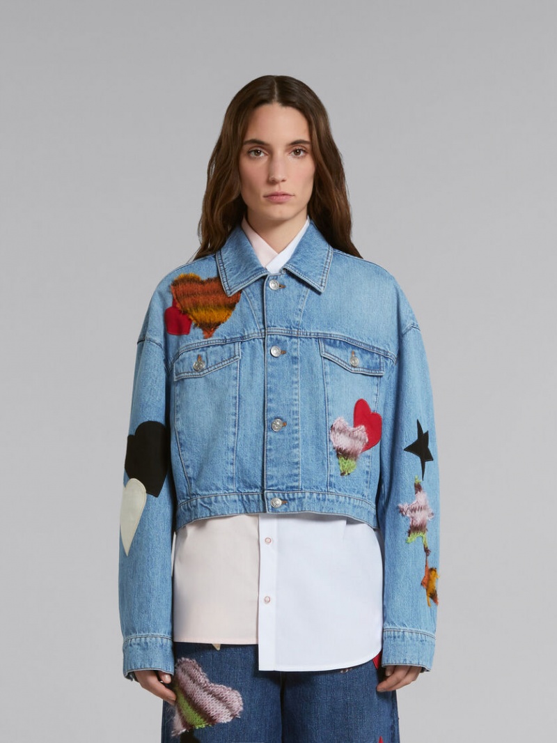 Marni Denim Jacket With Patches Azules | MXDFL21672